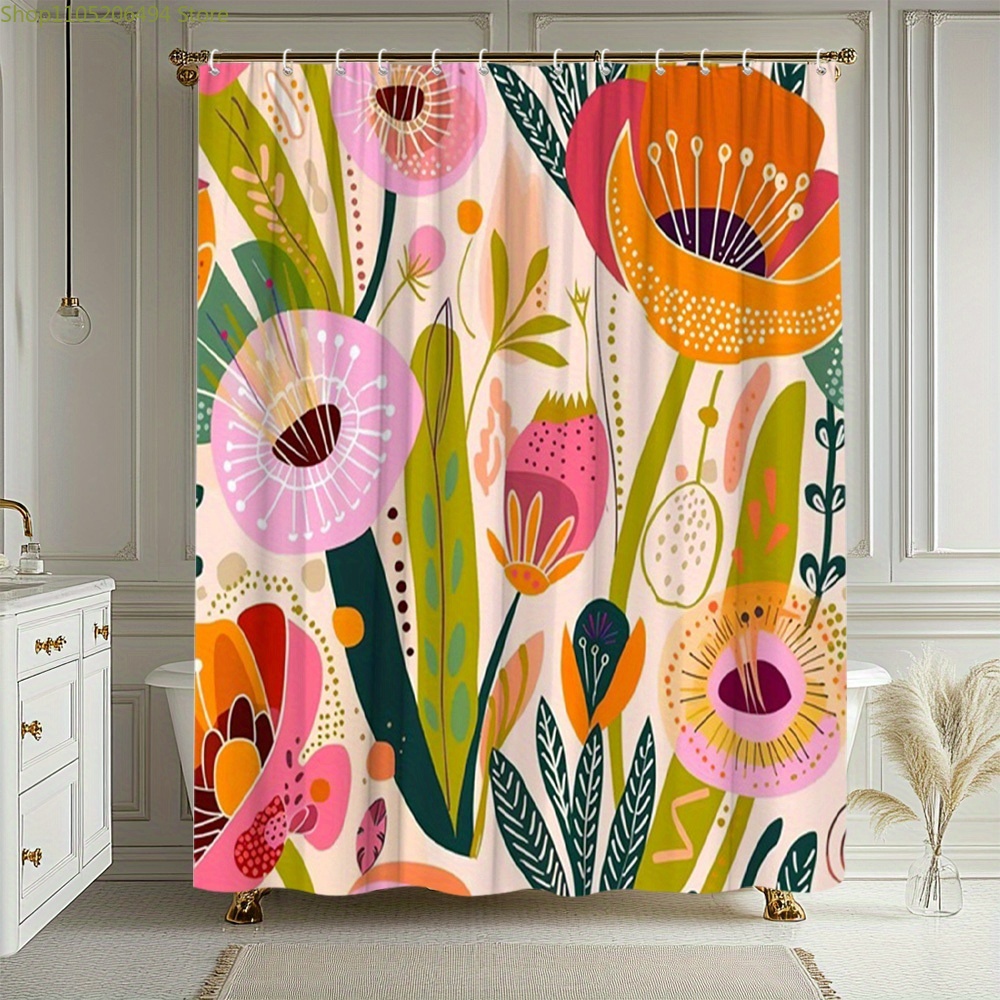 Home Bathroom Design Ideas - Tenda da Doccia con Motivo Floreale