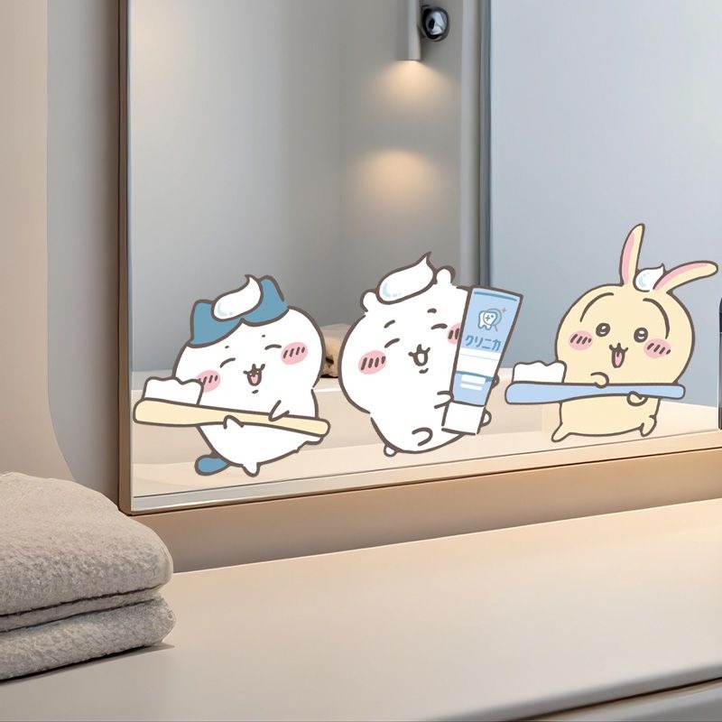 Home One Bathroom - Adesivi per Specchio Chiikawa, Forte Adesione,