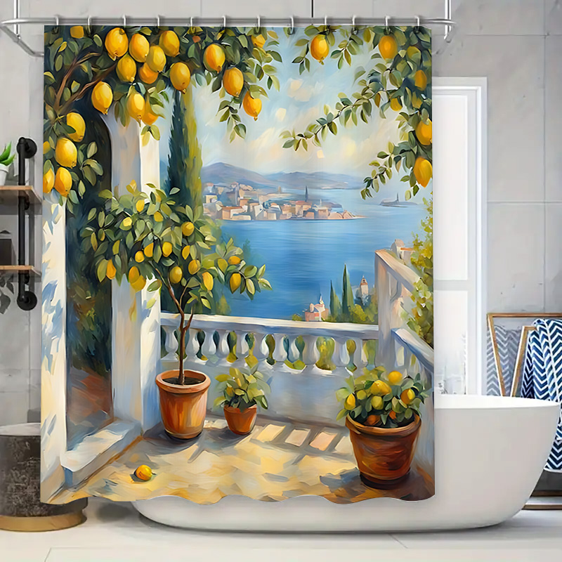 Home Bathroom Design Ideas - Tenda da Doccia con Motivo Limoni