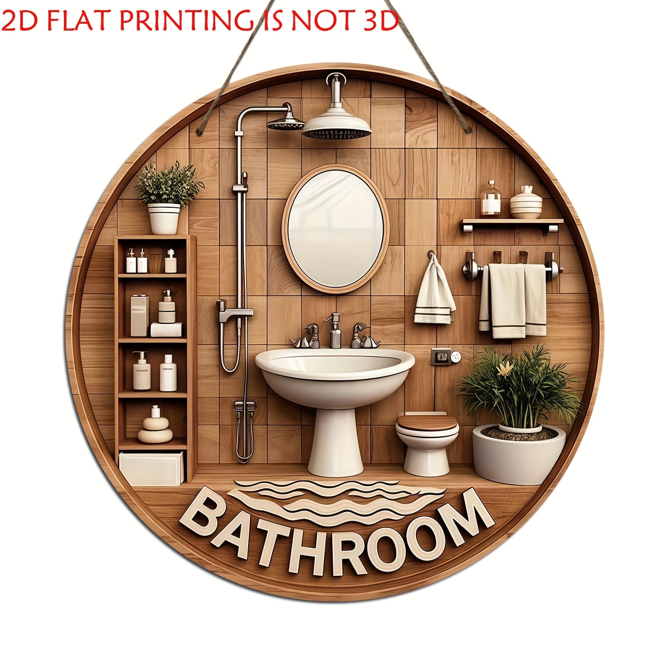 Home One Bathroom - Un cartello decorativo in legno per
