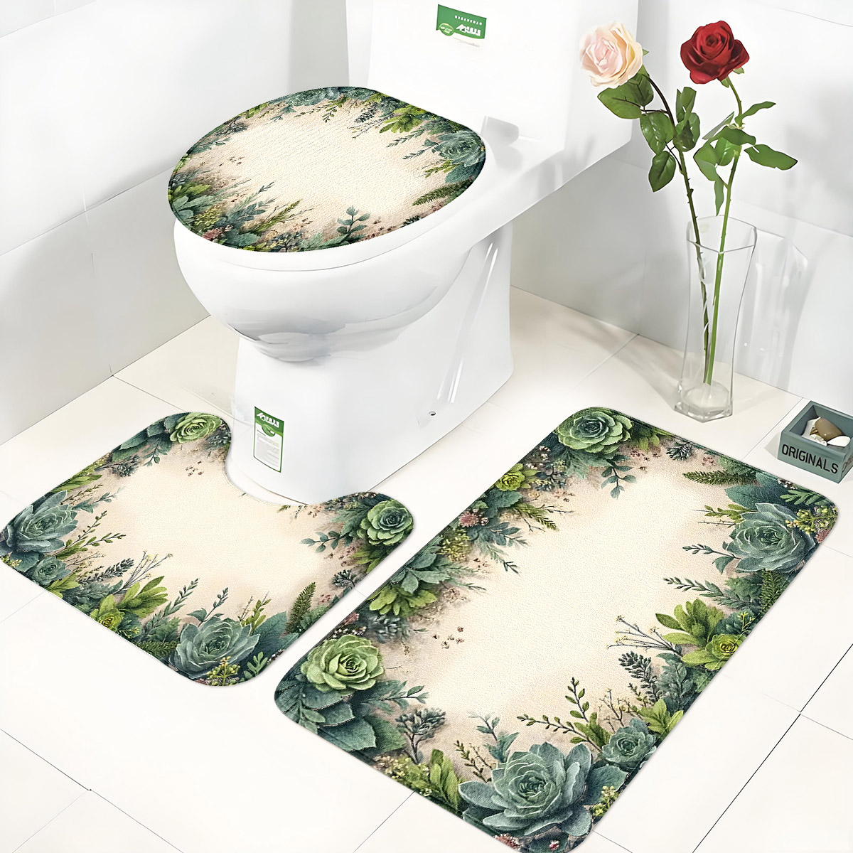 Zara Home Bathroom Mat - Set da Bagno Retrò Succulent in