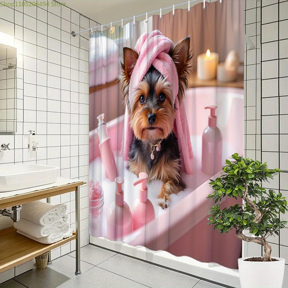 Home Bathroom Design Ideas - Tenda da Doccia con Simpatico Cane