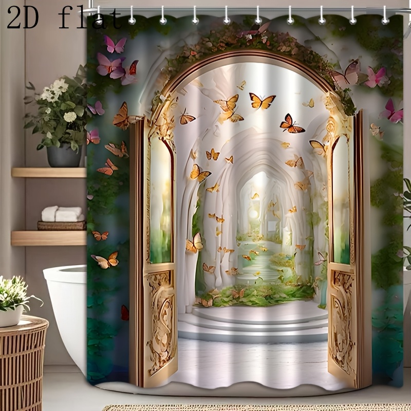 Home Bathroom Partition - 1 tenda da doccia con ganci,