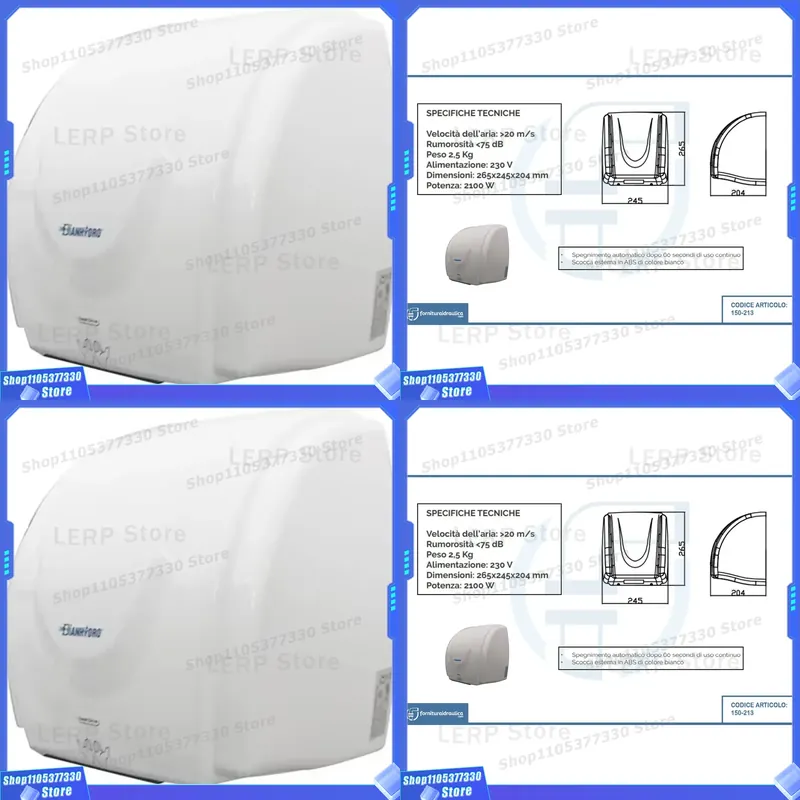 Home Bathroom Hand Dryer - Asciugamani Elettrico Automatico ad Alta Velocità