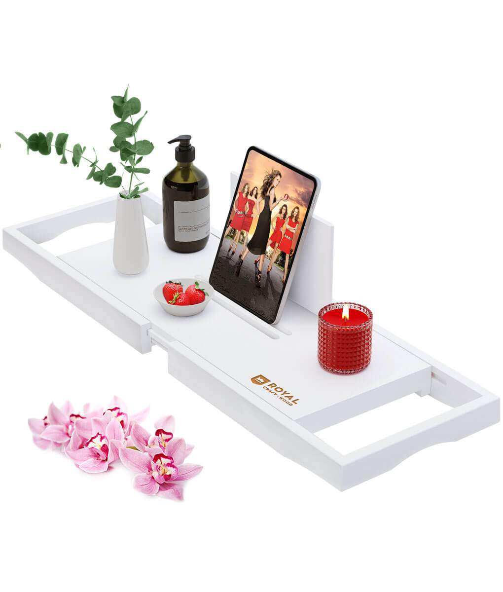 Bath Caddy Tray - Lussuoso Vassoio Espandibile in Bambù per