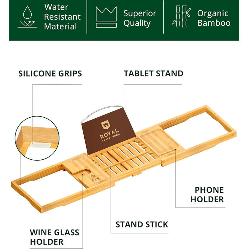 Vassoio Regolabile in Bambù pe - Bath Caddy Tray recensione e prezzo